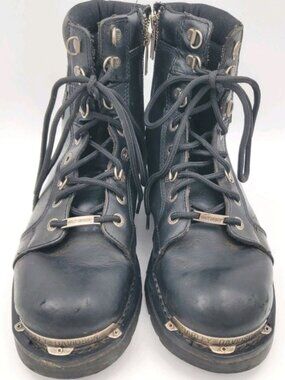 Harley Davidson Diversion Skull Motorcycle Boots Size 8 1/2 Black Leather D94169